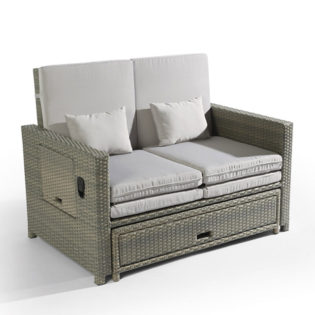 Birdies Fábrica de Venda Quente Dimensões Duplo Plástico Ao Ar Livre Rattan Praia Espreguiçadeira