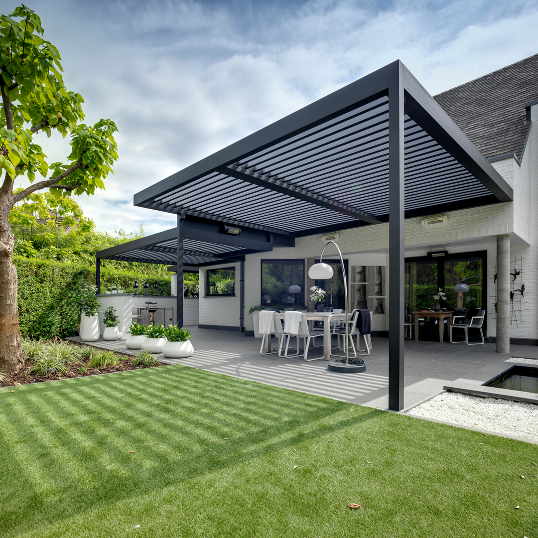 Toldo de jardim de alumínio para exterior motorizado elétrico retrátil independente resistente ao vento à prova d'água