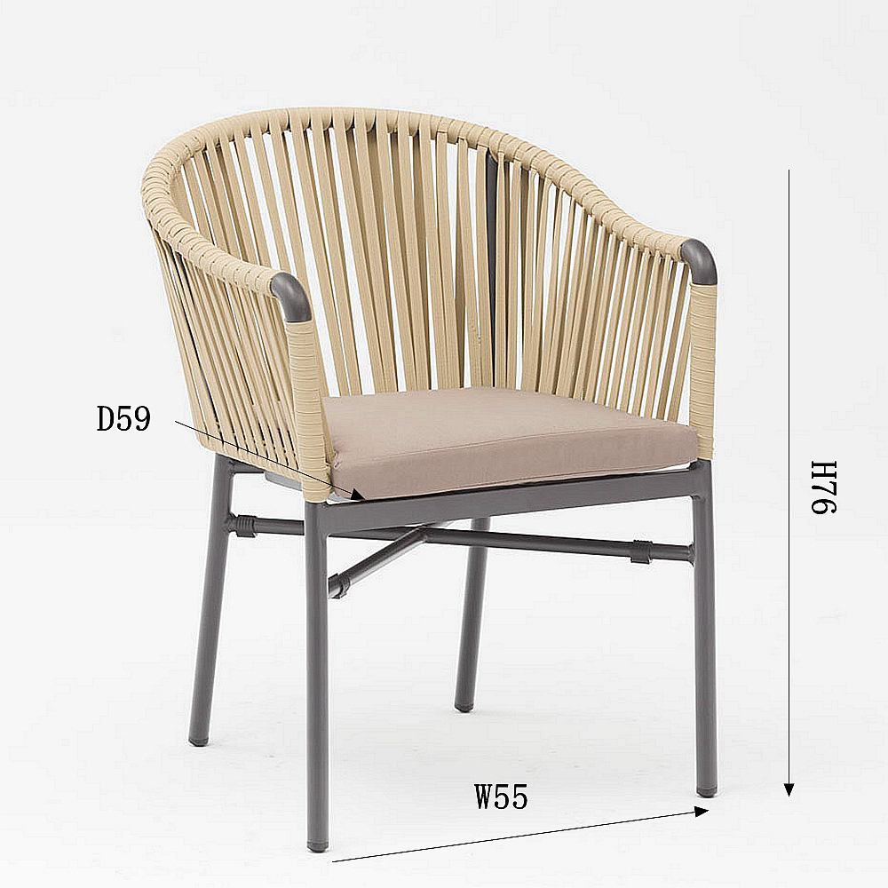 Novo Hot Sale Design de Arte em Corda Almofada de Encosto Macio Alum&iacute;nio Moderno Terra&ccedil;o Ao Ar Livre Praia Jardim Cor Cadeira de Corda