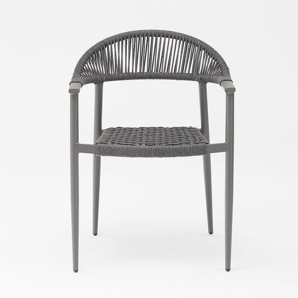 Moderno novo design durável elástico macio corda trançada estrutura de alumínio terraço jardim cadeira ao ar livre