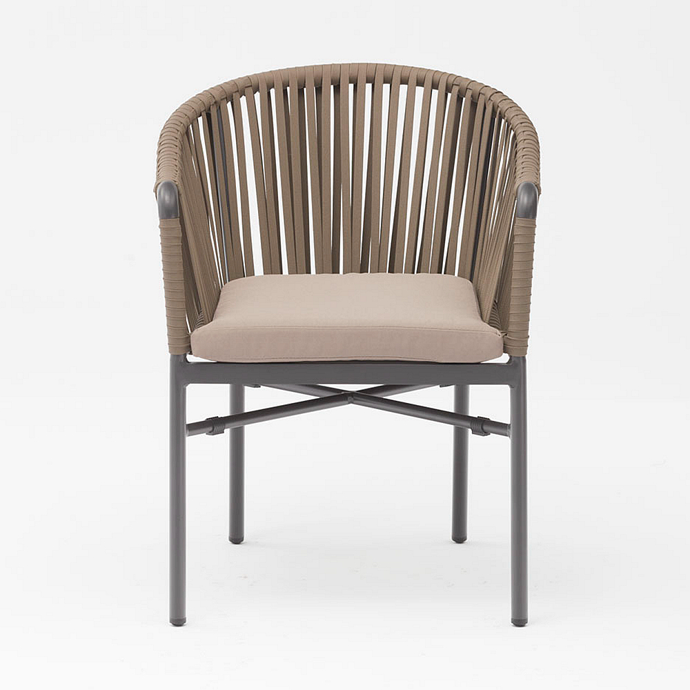 Novo Hot Sale Design de Arte em Corda Almofada de Encosto Macio Alumínio Moderno Terraço Ao Ar Livre Praia Jardim Cor Cadeira de Corda