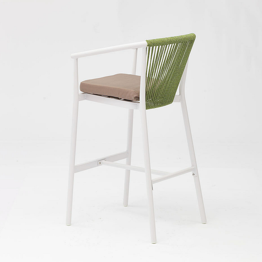 Moderna nova venda quente Design de arte em corda Elastic Soft Back Cushion Alumínio Terraço bar para festa