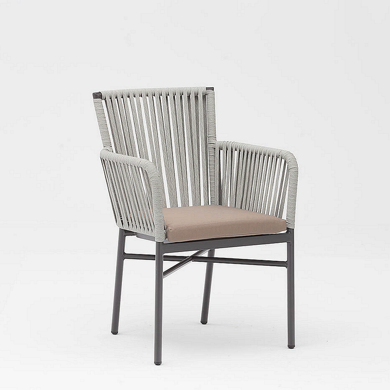 Moderna nova tecnologia de design de corda macia elástica trançada estrutura de alumínio terraço jardim cadeira de corda ao ar livre