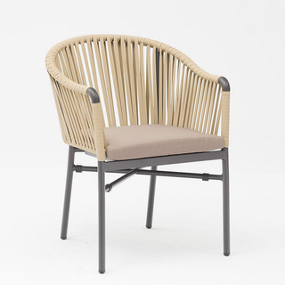 Novo Hot Sale Design de Arte em Corda Almofada de Encosto Macio Alumínio Moderno Terraço Ao Ar Livre Praia Jardim Cor Cadeira de Corda