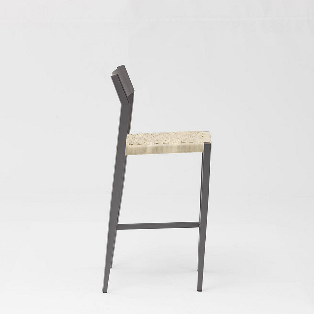 Novo Hot Sale Corda Art Design Moderno Elástico Soft Back Almofada de Alumínio Jardim Terraço Pub Cadeira de Bar ao Ar Livre