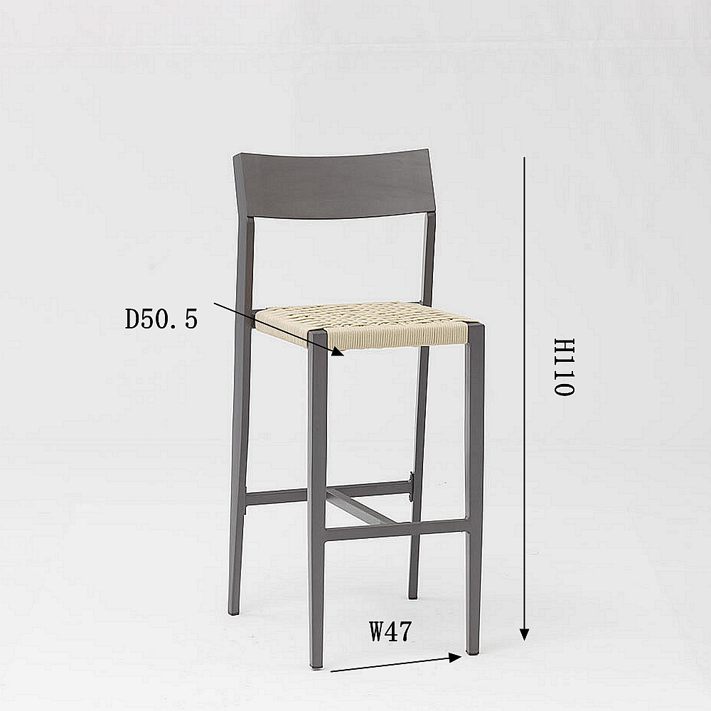 Novo Hot Sale Corda Art Design Moderno El&aacute;stico Soft Back Almofada de Alum&iacute;nio Jardim Terra&ccedil;o Pub Cadeira de Bar ao Ar Livre