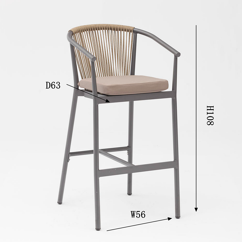 Moderna nova venda quente Design de arte em corda Elastic Soft Back Cushion Alum&iacute;nio Terra&ccedil;o bar para festa