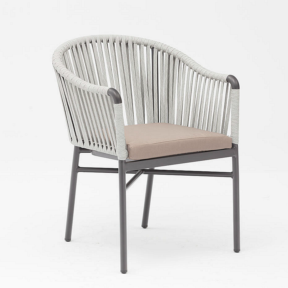 Novo Hot Sale Design de Arte em Corda Almofada de Encosto Macio Alumínio Moderno Terraço Ao Ar Livre Praia Jardim Cor Cadeira de Corda