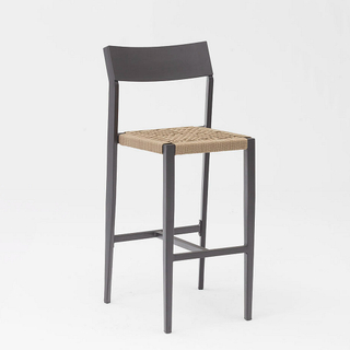 Novo Hot Sale Corda Art Design Moderno Elástico Soft Back Almofada de Alumínio Jardim Terraço Pub Cadeira de Bar ao Ar Livre