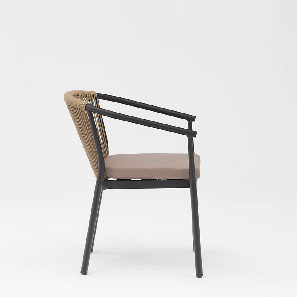 Novo design moderno de arte em corda para venda quente Almofada de encosto el&aacute;stica macia e terra&ccedil;o de praia e jardim cadeira ao ar livre em corda