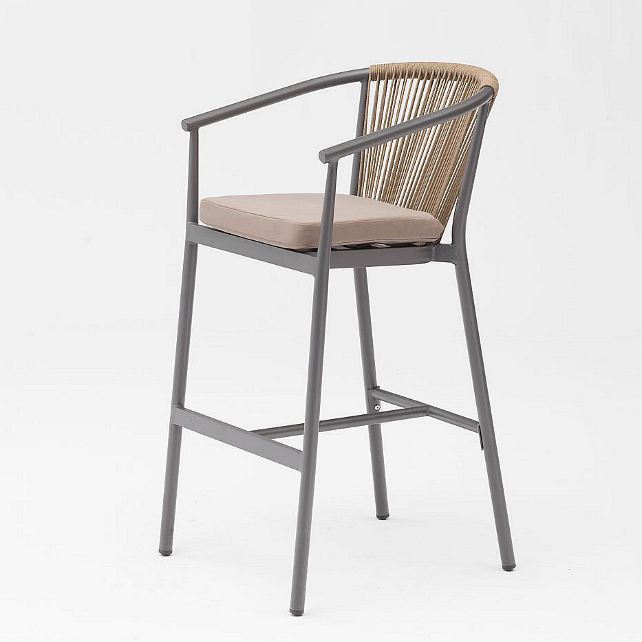 Moderna nova venda quente Design de arte em corda Elastic Soft Back Cushion Alumínio Terraço bar para festa