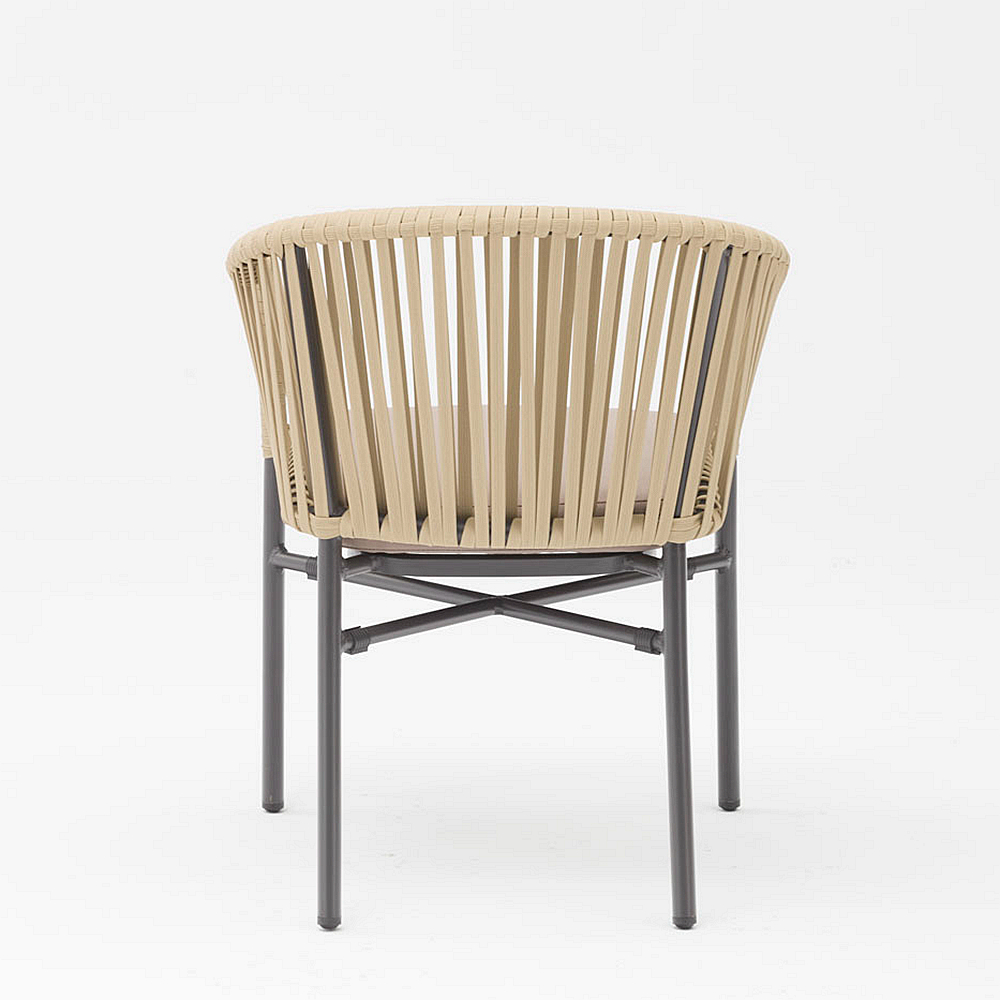 Novo Hot Sale Design de Arte em Corda Almofada de Encosto Macio Alumínio Moderno Terraço Ao Ar Livre Praia Jardim Cor Cadeira de Corda