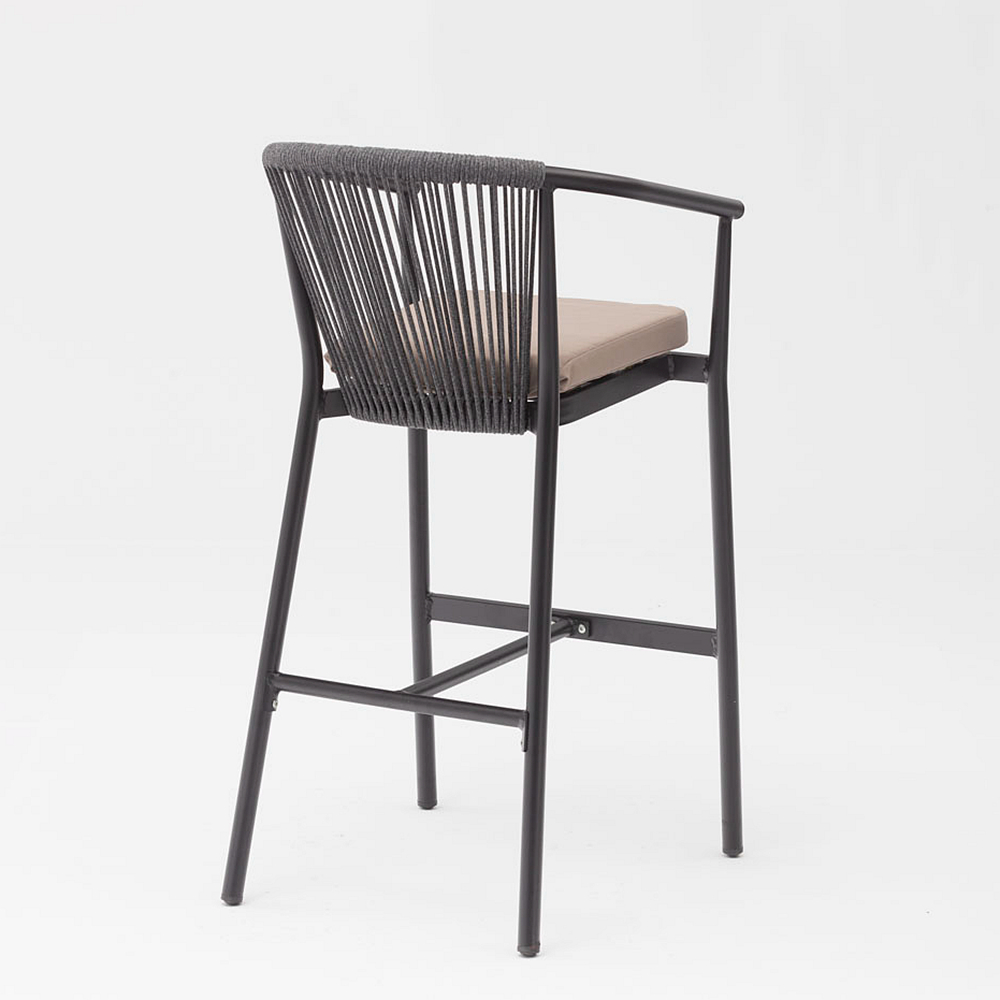 Moderna nova venda quente Design de arte em corda Elastic Soft Back Cushion Alumínio Terraço bar para festa