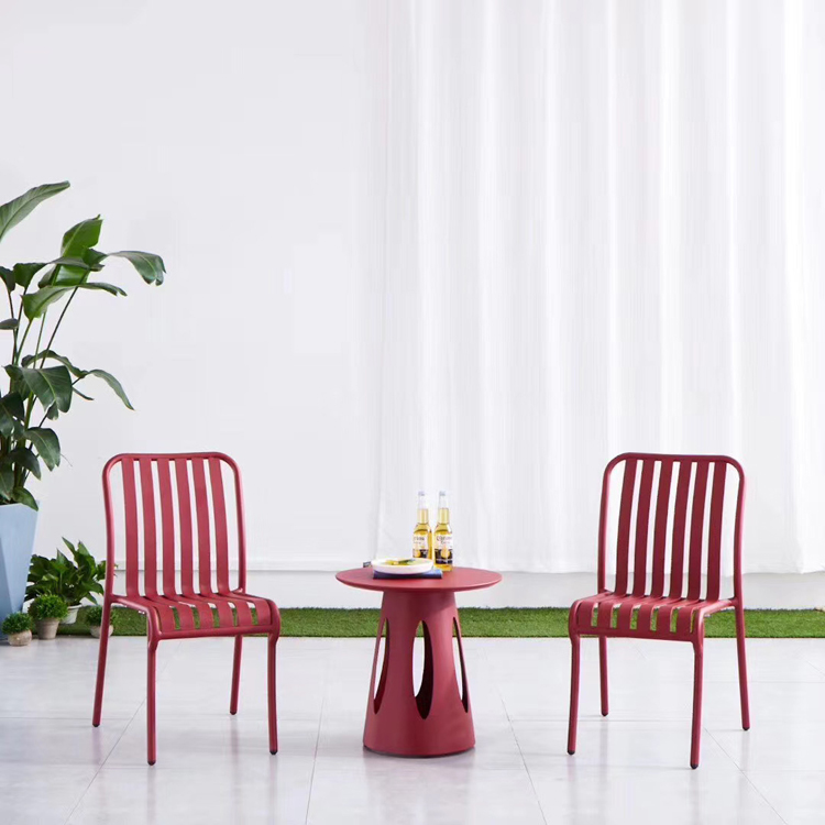 Foshan Novo Design Bistrô Jantar Jardim ao ar livre Restaurante Pátio Metal Alumínio Cadeiras Empilháveis ​​Mesa Móveis