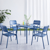 Novo design moderno bistrô jantar jardim ao ar livre restaurante pátio metal alumínio cadeiras empilháveis ​​conjunto de mesa móveis
