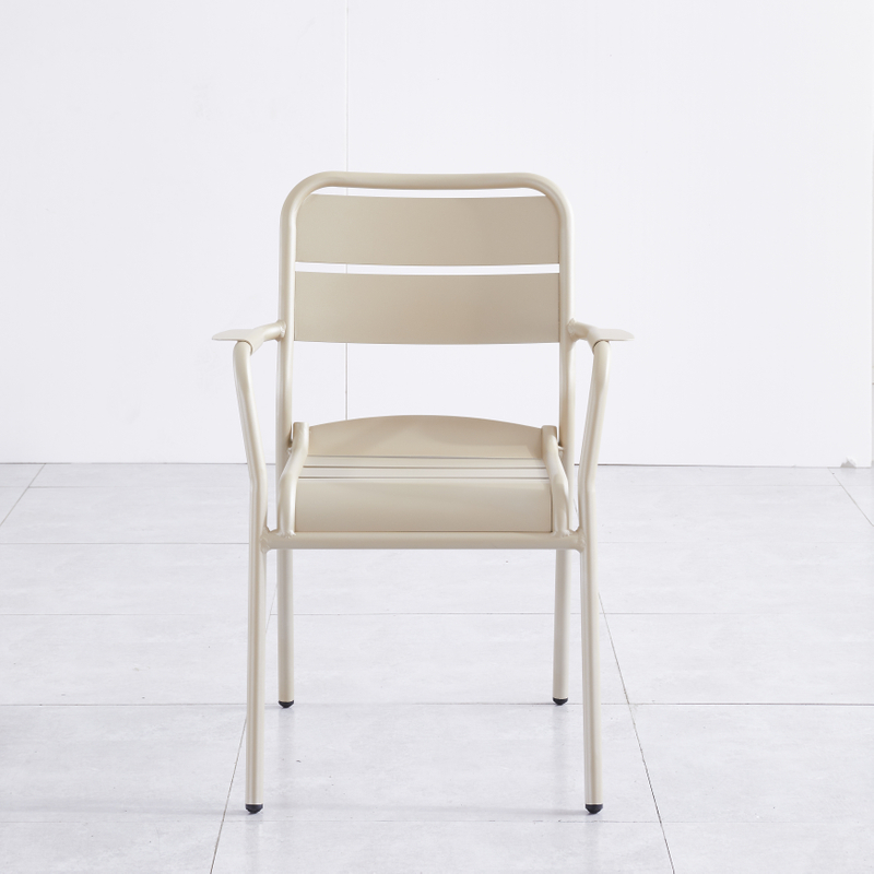 Novo design moderno bistrô jantar jardim ao ar livre restaurante pátio metal alumínio cadeiras empilháveis ​​conjunto de mesa móveis