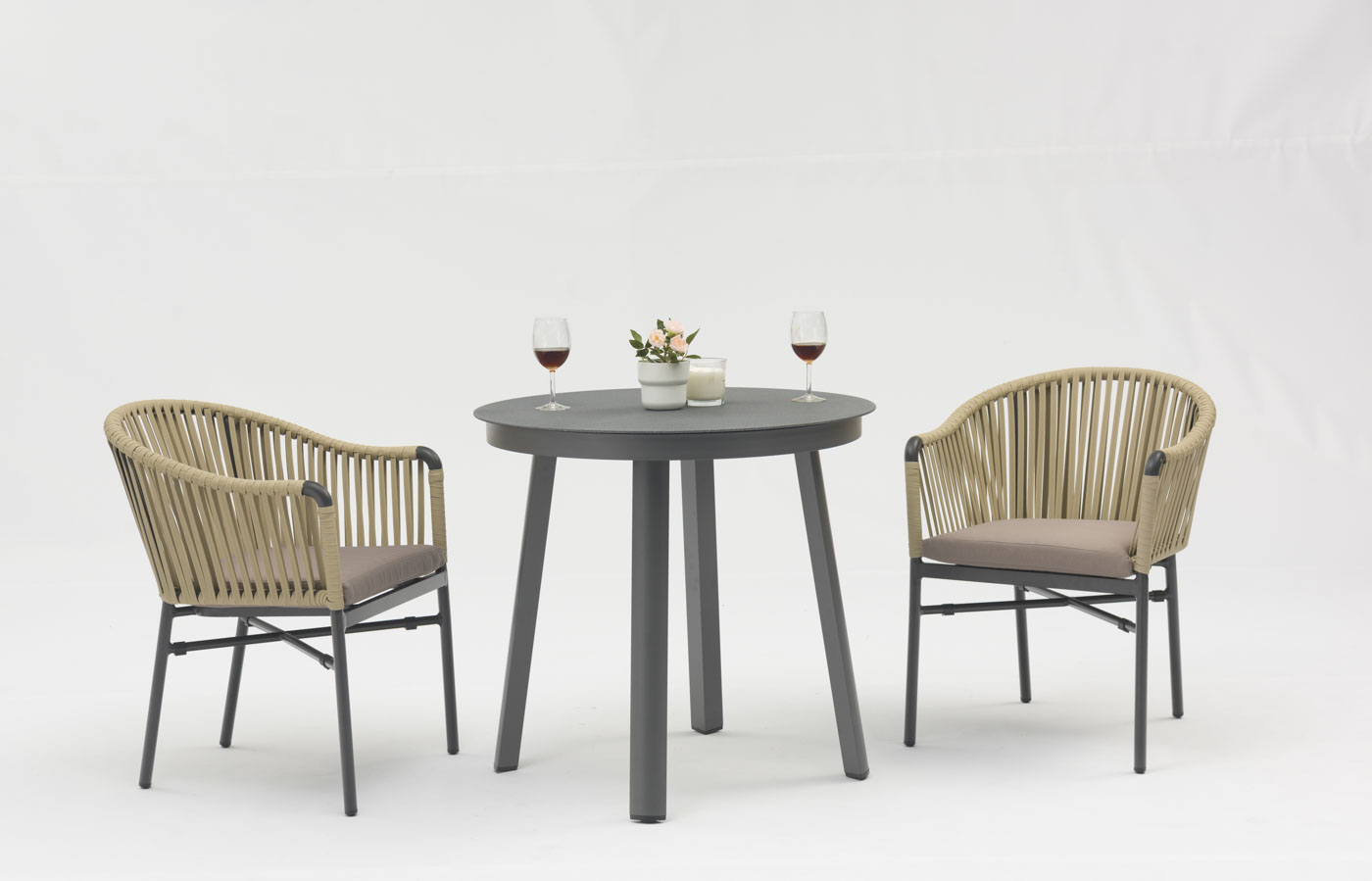 Novo Hot Sale Design de Arte em Corda Almofada de Encosto Macio Alum&iacute;nio Moderno Terra&ccedil;o Ao Ar Livre Praia Jardim Cor Cadeira de Corda