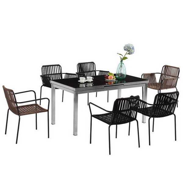 Personalização de mesa longa de vidro temperado para sala de jantar