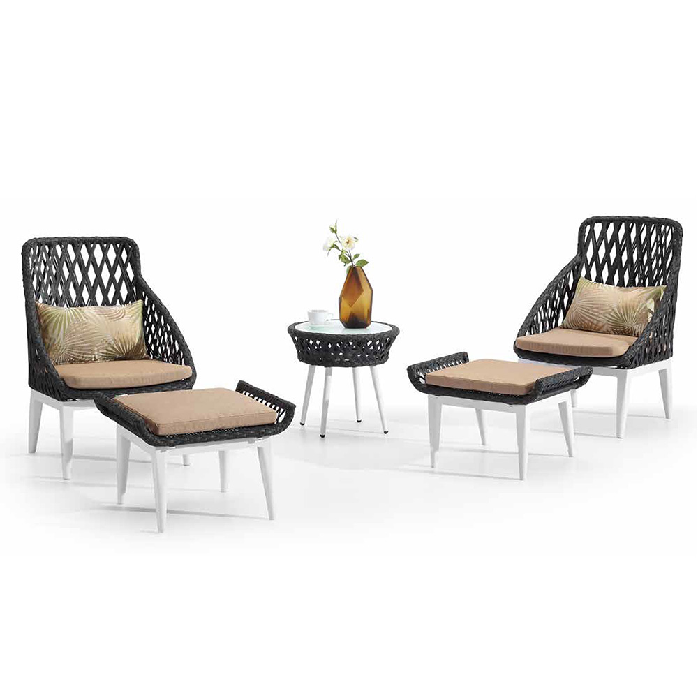 Conjunto de sofá de vime para jardim ao ar livre