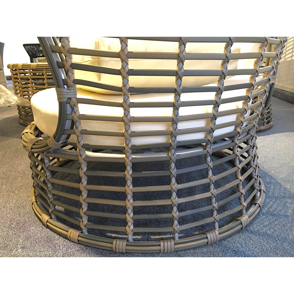 Barato Ao Ar Livre Rodada Alta Voltar Cinza Rattan Sofá Conjunto Venda