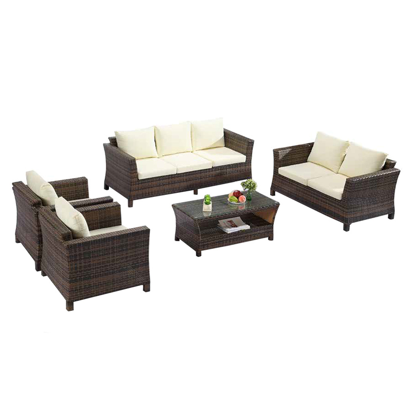 Conjunto de sofá de vime ao ar livre do pátio 2 lugares ao ar livre