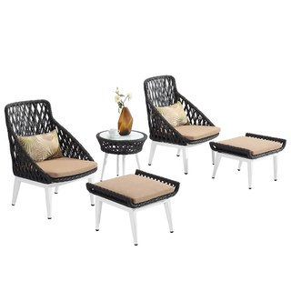Conjunto de sofá de vime para jardim ao ar livre