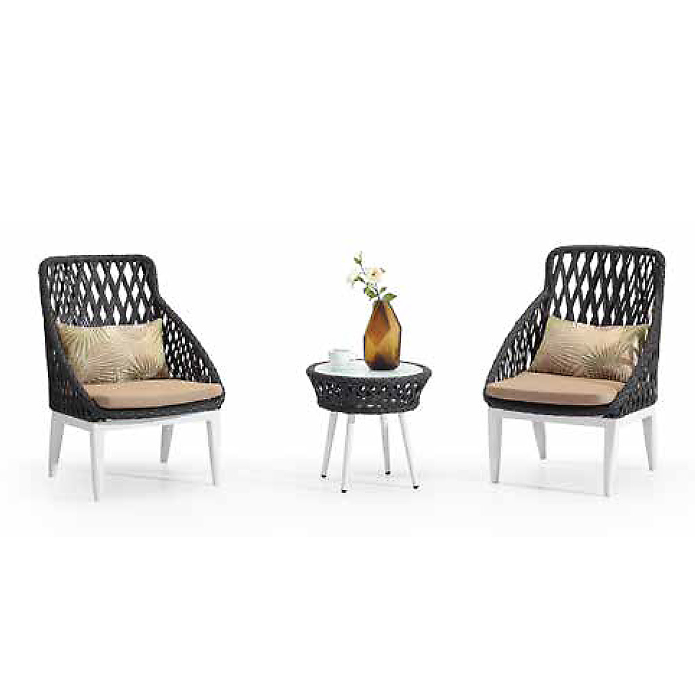 Conjunto de sofá de vime para jardim ao ar livre